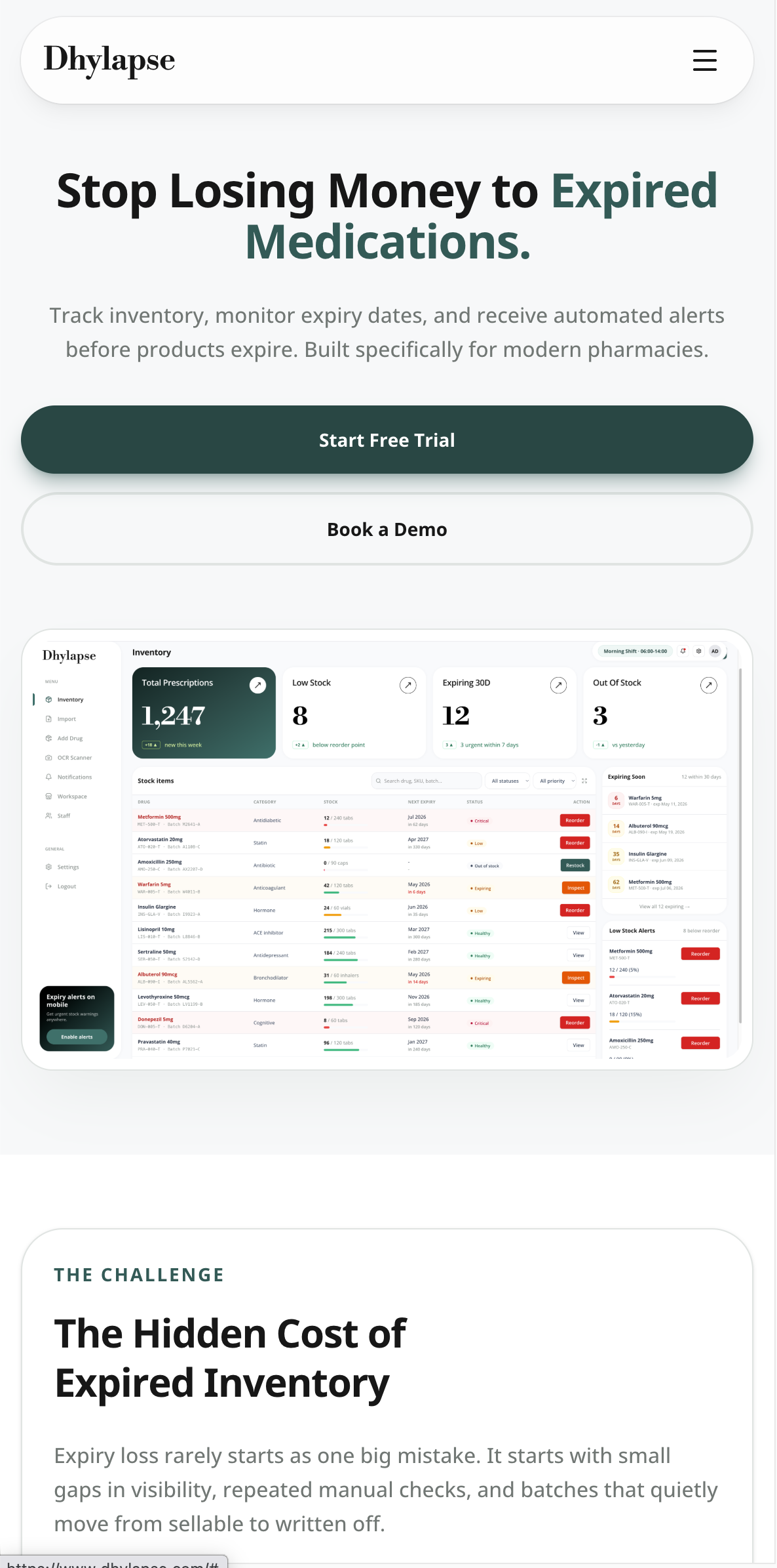 Dhylapse mobile website preview